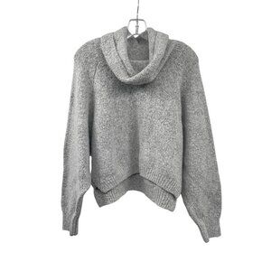 Sincerely Jules Cropped Knit Sweater Cowl Neck Long Sleeve Gray Size Large